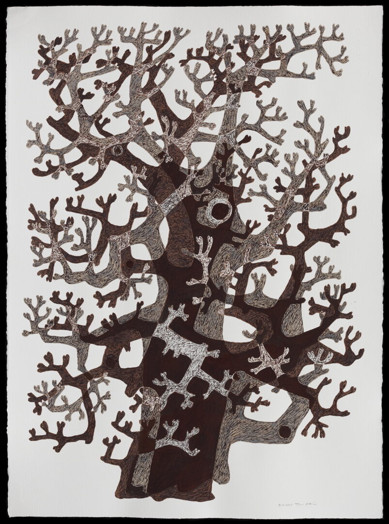 A drawing of a tree with many branches